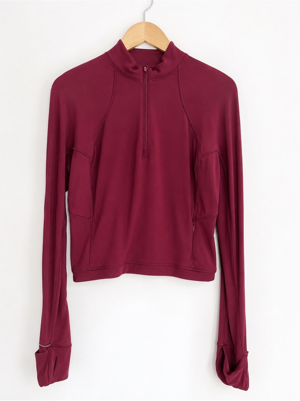 Lululemon Its Rulu Run Cropped 1/2 Half-Zip 
Mulled Wine Size 12